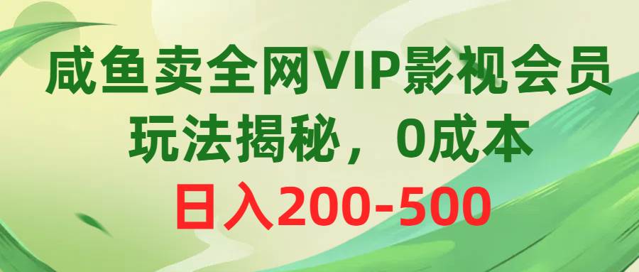 咸鱼卖全网VIP影视会员，玩法揭秘，0成本日入200-500-小白项目网