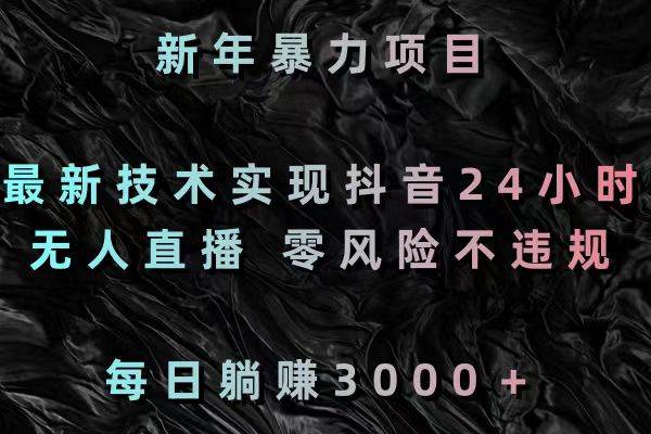 新年暴力项目，最新技术实现抖音24小时无人直播 零风险不违规 每日躺赚3000-小白项目网