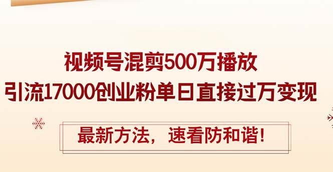 精华帖视频号混剪500万播放引流17000创业粉，单日直接过万变现，最新方…-小白项目网