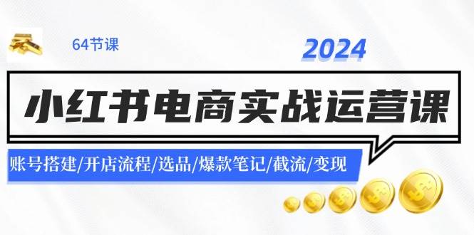 2024小红书电商实战运营课：账号搭建/开店流程/选品/爆款笔记/截流/变现-小白项目网