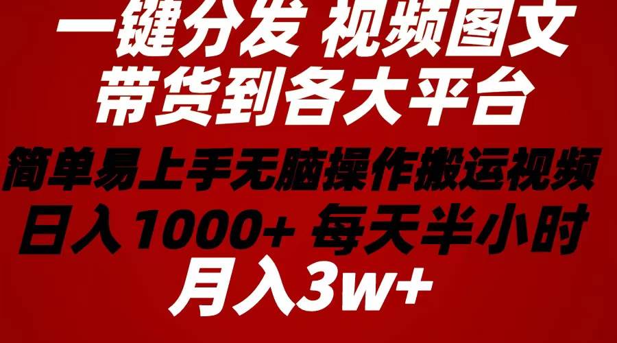 2024年 一键分发带货图文视频  简单易上手 无脑赚收益 每天半小时日入1…-小白项目网