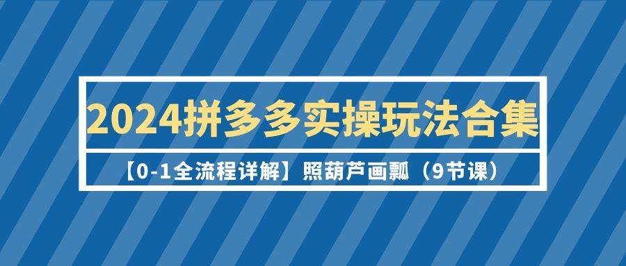 2024拼多多实操玩法合集【0-1全流程详解】照葫芦画瓢（9节课）-小白项目网