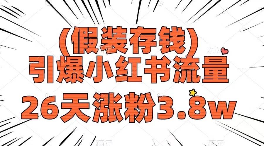 假装存钱，引爆小红书流量， 26天涨粉3.8w，作品制作简单，多种变现方式-小白项目网