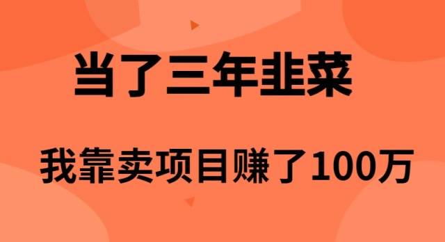 当了3年韭菜，我靠卖项目赚了100万-小白项目网