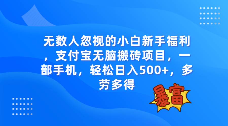 无数人忽视的项目，支付宝无脑搬砖项目，一部手机即可操作，轻松日入500+-小白项目网