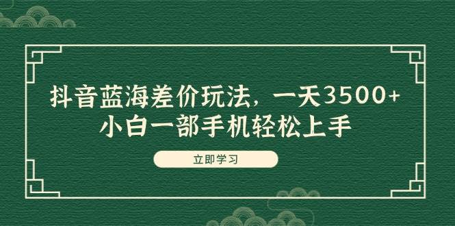 抖音蓝海差价玩法，一天3500+，小白一部手机轻松上手-小白项目网