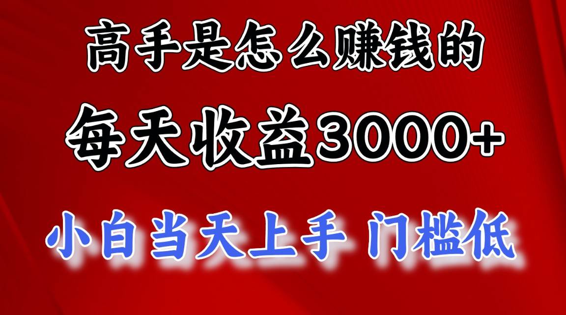 高手是怎么赚钱的，一天收益3000+ 这是穷人逆风翻盘的一个项目，非常…-小白项目网