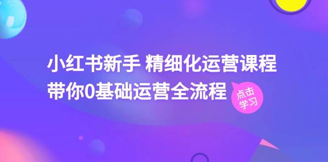 小红书小白 精细化运营课程，带你0基础运营全流程（41节视频课）-小白项目网