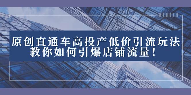 2023直通车高投产低价引流玩法，教你如何引爆店铺流量！-小白项目网