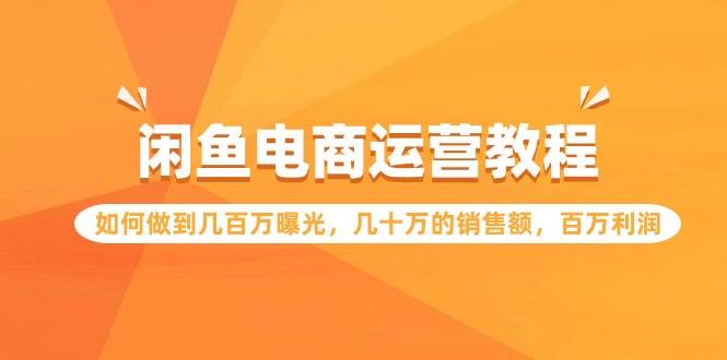 闲鱼电商运营教程：如何做到几百万曝光，几十万的销售额，百万利润-小白项目网