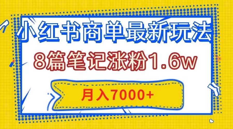 小红书商单最新玩法，8篇笔记涨粉1.6w，几分钟一个笔记，月入7000+-小白项目网