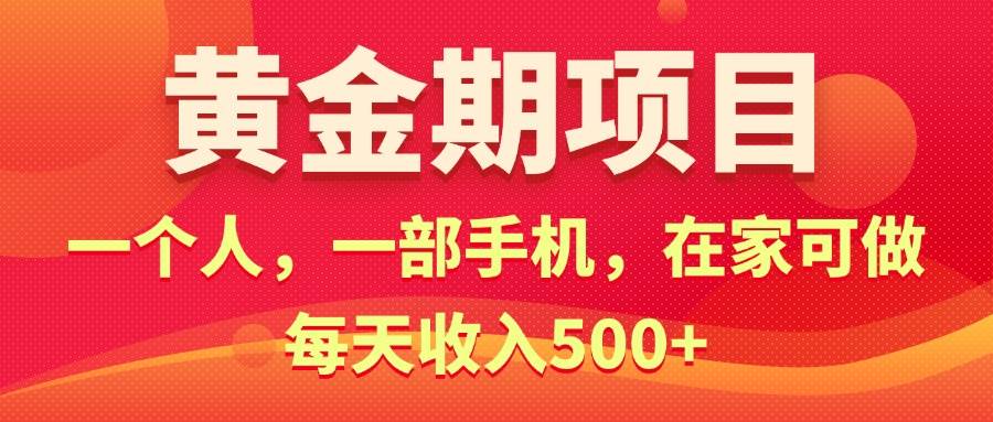 黄金期项目，电商搞钱！一个人，一部手机，在家可做，每天收入500+-小白项目网