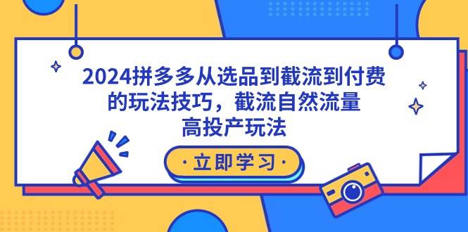 2024拼多多从选品到截流到付费的玩法技巧，截流自然流量玩法，高投产玩法-小白项目网