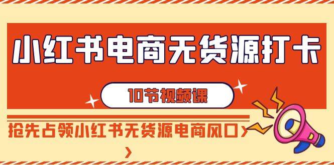 小红书电商-无货源打卡，抢先占领小红书无货源电商风口（10节课）-小白项目网