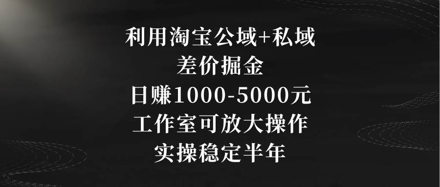 利用淘宝公域+私域差价掘金，日赚1000-5000元，工作室可放大操作，实操…-小白项目网