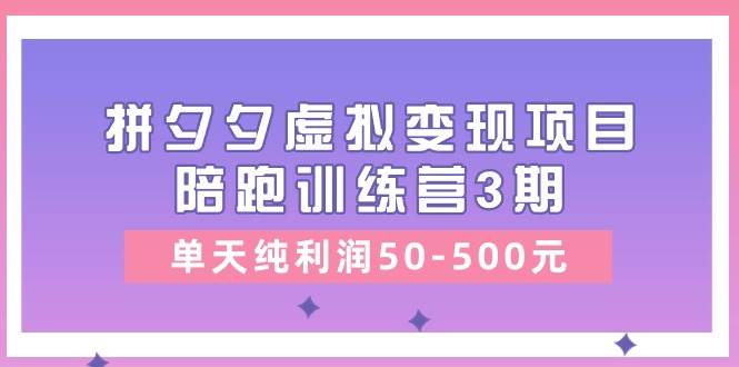 某收费培训《拼夕夕虚拟变现项目陪跑训练营3期》单天纯利润50-500元-小白项目网