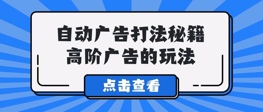 A lice自动广告打法秘籍，高阶广告的玩法-小白项目网