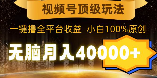 视频号顶级玩法，无脑月入40000+，一键撸全平台收益，纯小白也能100%原创-小白项目网