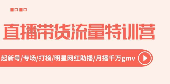 直播带货流量特训营，起新号-专场-打榜-明星网红助播 月播千万gmv（52节）-小白项目网