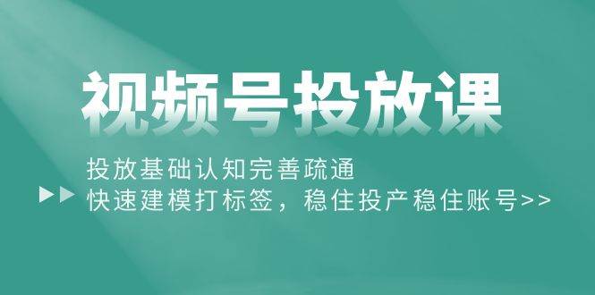 视频号投放课：投放基础认知完善疏通，快速建模打标签，稳住投产稳住账号-小白项目网