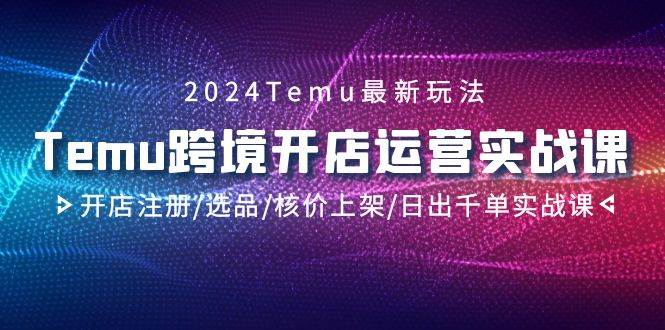 2024Temu跨境开店运营实战课，开店注册/选品/核价上架/日出千单实战课-小白项目网