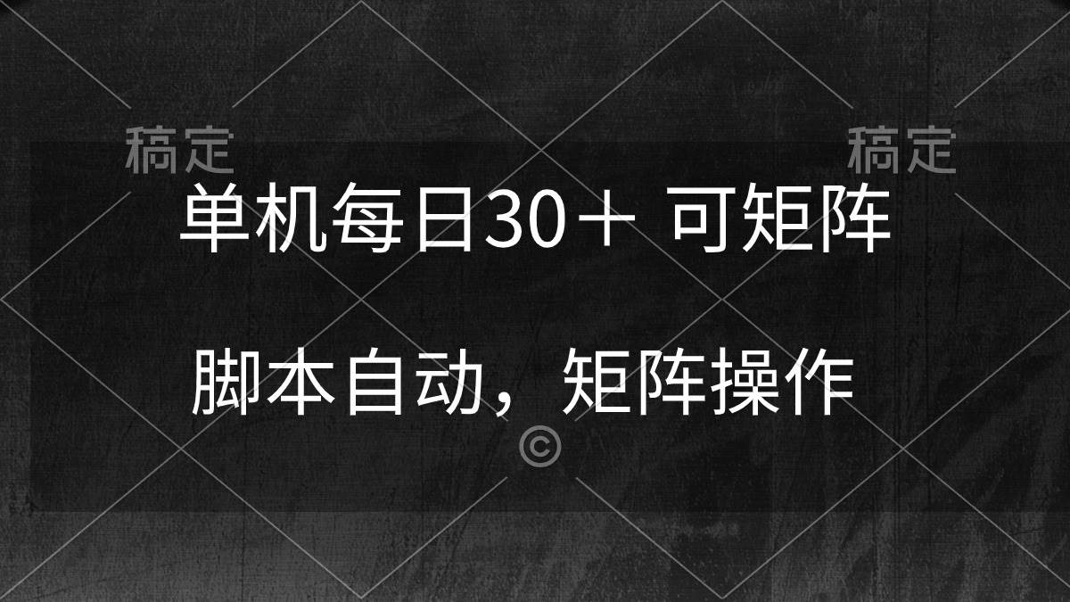 单机每日30＋ 可矩阵，脚本自动 稳定躺赚-小白项目网