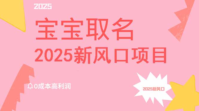 2025新风口项目宝宝取名，0成本高利润，附保姆级教程，月入过万不是梦-小白项目网