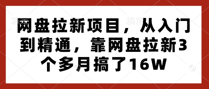 网盘拉新项目，从入门到精通，靠网盘拉新3个多月搞了16W - 小白项目网-小白项目网