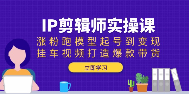 IP剪辑师实操课：涨粉跑模型起号到变现，挂车视频打造爆款带货-啦啦收录网