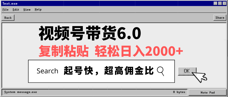 视频号带货6.0，轻松日入2000+，起号快，复制粘贴即可，超高佣金比-小白项目网