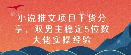 小说推文项目干货分享，双男主稳定5位数大佬实操经验-啦啦收录网