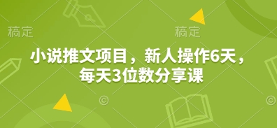 小说推文项目，新人操作6天，每天3位数分享课-啦啦收录网