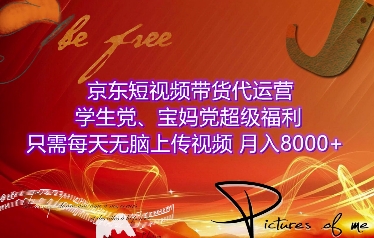 京东短视频带货代运营，学生党、宝妈党超级福利，只需每天无脑上传视频，月入8000+【仅揭秘】 - 小白项目网-小白项目网