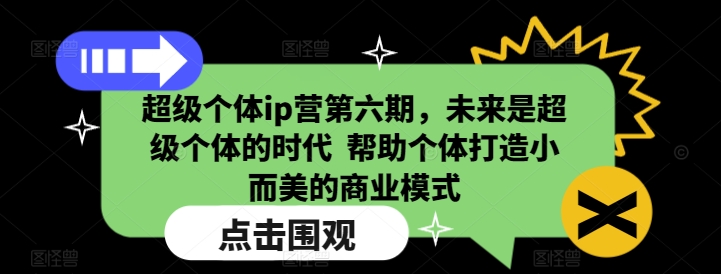 超级个体ip营第六期，未来是超级个体的时代  帮助个体打造小而美的商业模式-啦啦收录网