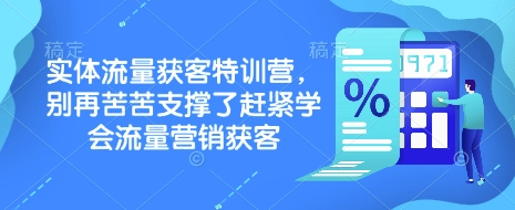 实体流量获客特训营，​别再苦苦支撑了赶紧学会流量营销获客-小白项目网