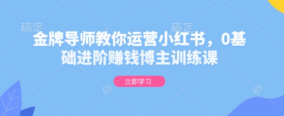 金牌导师教你运营小红书，0基础进阶赚钱博主训练课-啦啦收录网