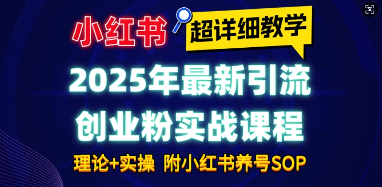 2025年最新小红书引流创业粉实战课程【超详细教学】小白轻松上手，月入1W+，附小红书养号SOP-啦啦收录网