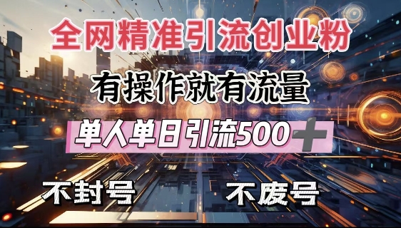 全网独家引流创业粉，有操作就有流量，单人单日引流500+，不封号、不费号-啦啦收录网