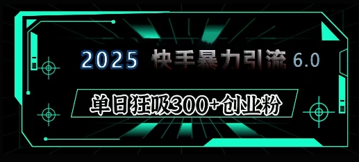 2025年快手6.0保姆级教程震撼来袭，单日狂吸300+精准创业粉-啦啦收录网