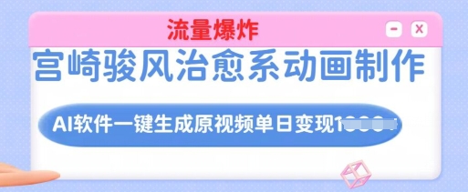 宫崎骏风治愈系动画制作，AI软件一键生成原创视频流量爆炸，单日变现多张，详细实操流程-小白项目网