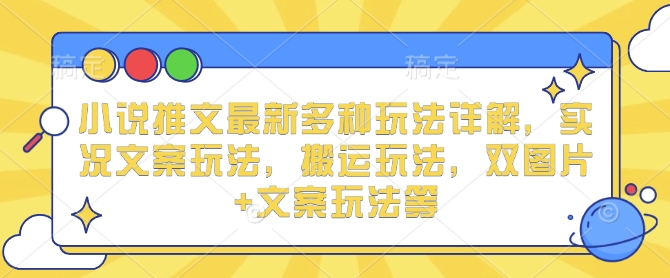 小说推文最新多种玩法详解，实况文案玩法，搬运玩法，双图片+文案玩法等 - 小白项目网-小白项目网