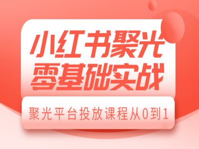 小红书聚光零基础实战，聚光平台投放课程从0到1 - 小白项目网-小白项目网