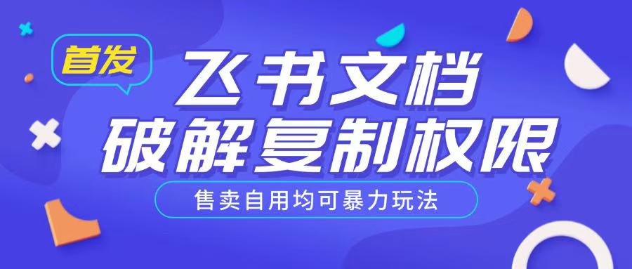 首发飞书文档破解复制权限，售卖自用均可暴力玩法-小白项目网