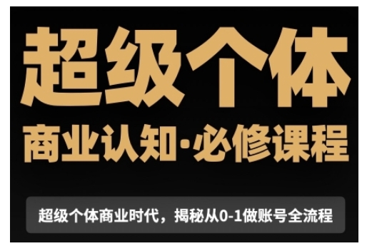 超级个体商业认知觉醒视频课，商业认知·必修课程揭秘从0-1账号全流程-啦啦收录网