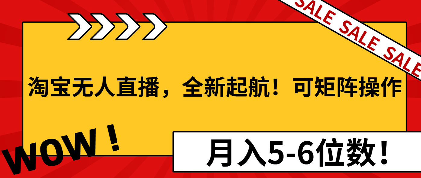 淘宝无人直播，全新起航！可矩阵操作，月入5-6位数！-啦啦收录网