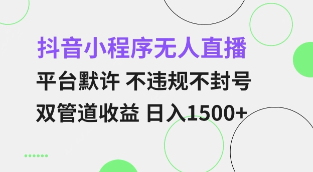 抖音小程序无人直播 平台默许 不违规不封号 双管道收益 日入多张 小白也能轻松操作【仅揭秘】 - 小白项目网-小白项目网