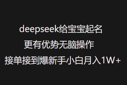 deepseek给宝宝起名更有优势无脑操作接单接到爆新手小白月入1W+-小白项目网