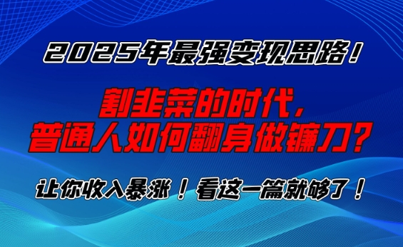 2025年最强变现思路，割韭菜的时代， 普通人如何翻身做镰刀？【揭秘】-小白项目网