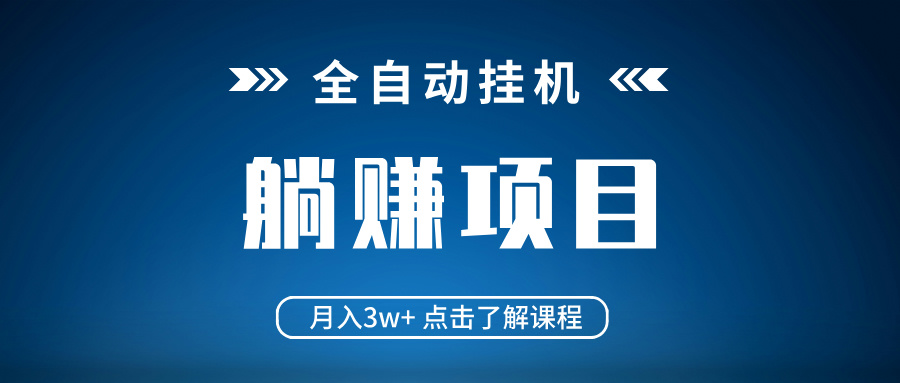 全自动挂机项目 月入3w+ 真正躺平项目 不吃电脑配置 当天见收益-小白项目网