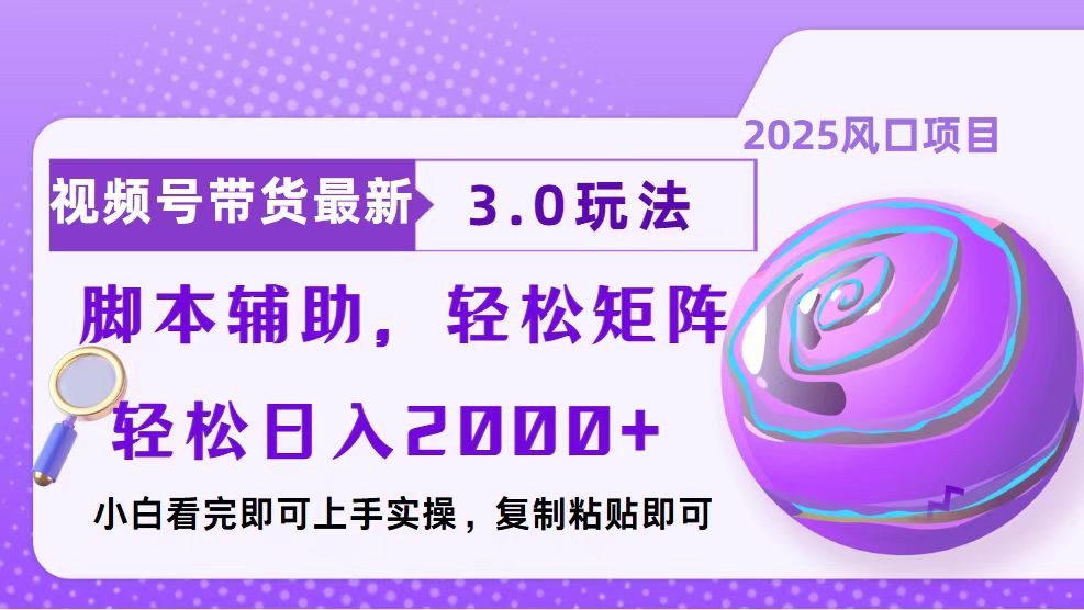 视频号带货最新3.0玩法，作品制作简单，当天起号，复制粘贴，脚本辅助…-啦啦收录网